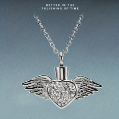 Cremation Urn Necklace For Ashes Birthstone Angel Wing
