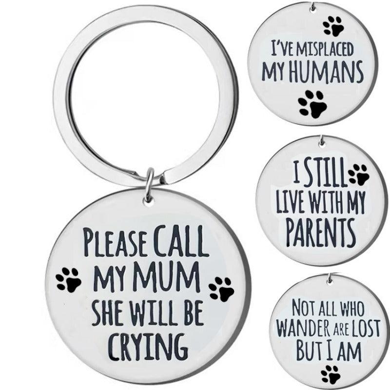 Crying Dog Steel Tag Key Chain