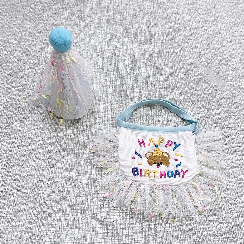 Pet Birthday Hat And Bandana Set Cat Birthday Hat And Bib For Party
