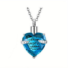 Pet Ashes Memorial Jewelry Heart Shaped Birthstone Cremation Urn Necklace
