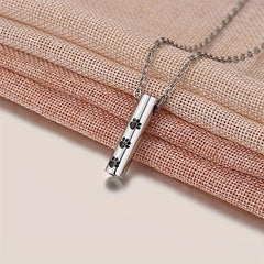 Minimalist Dog Paw Bar Cylinder Cremation Urn Pendant Necklace