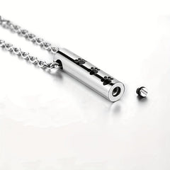 Minimalist Dog Paw Bar Cylinder Cremation Urn Pendant Necklace