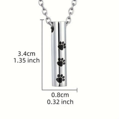Minimalist Dog Paw Bar Cylinder Cremation Urn Pendant Necklace