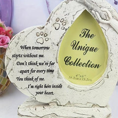 Heart Shaped Pet Memorial Stone with Photo Frame for Dogs and Cats