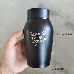 Stainless Steel Pet Memorial Urn with Paw Print - Holds Cat or Dog Ashe