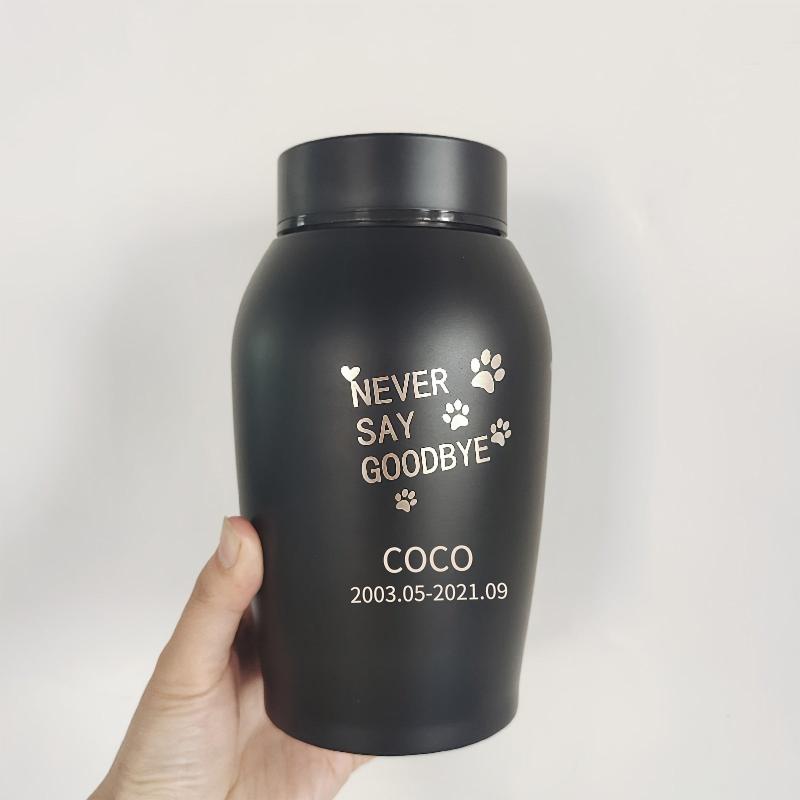 Stainless Steel Pet Memorial Urn with Paw Print - Holds Cat or Dog Ashe