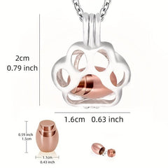 Paw Stainless Steel Memorial Locket Urn Necklace