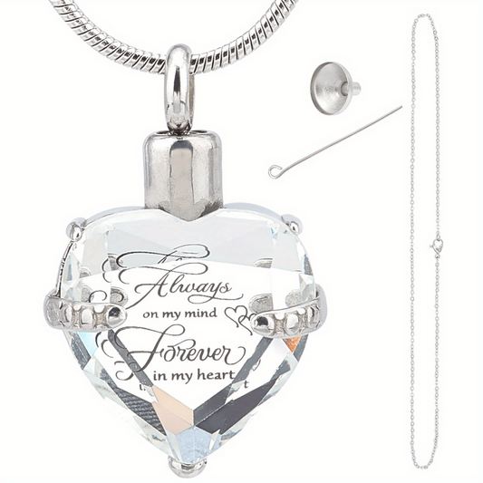 Birthstone Crystal Cremation Urn Necklace - A Loving Memorial
