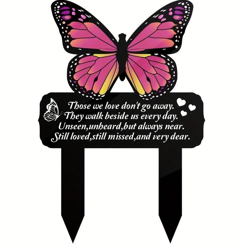 Acrylic Butterfly Garden Stake Pet Memorial Lawn Sign Outdoor Yard Decor
