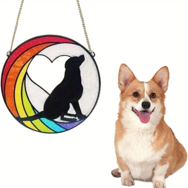 Cat Memorial Stained Glass Window Hanging Rainbow Bridge Sun Catcher Sympathy