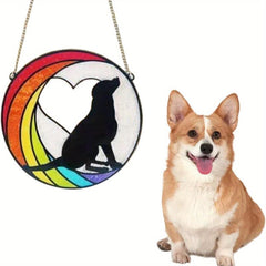 Cat Memorial Stained Glass Window Hanging Rainbow Bridge Sun Catcher Sympathy