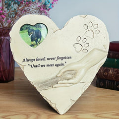 Heart Shape Resin Dog Tombstone Photo Frame Pet Memorial Decoration