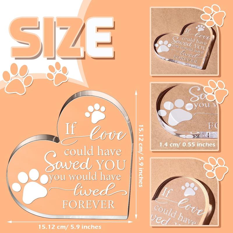 Crystal Acrylic Heart Decor Pet Memorial Gift Cat