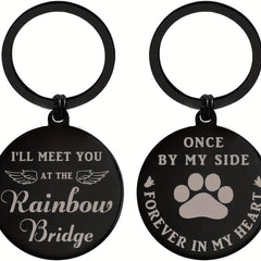 Rainbow Bridge Pet Memorial Metal Engraved Keychain