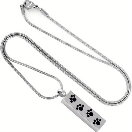 Pet Cremation Jewelry Paw Print Urn Necklace For Ashes