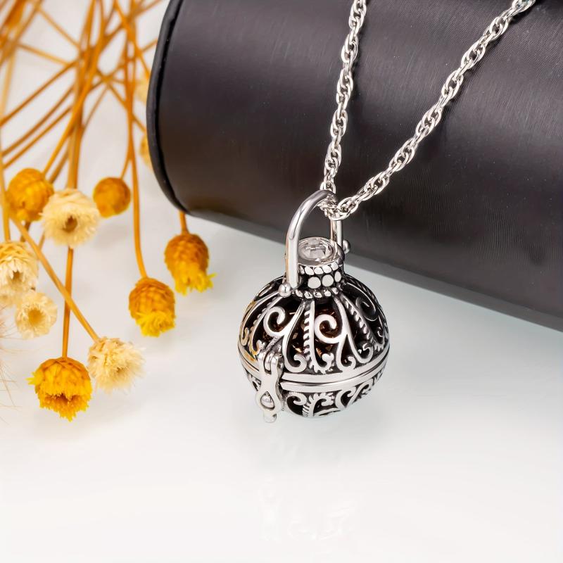 Memorial Flower Necklace with Small Urn Vintage Hollow with Filler Kit