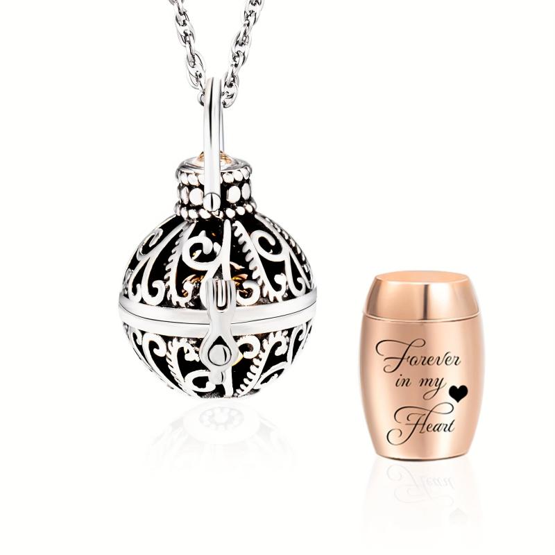 Memorial Flower Necklace with Small Urn Vintage Hollow with Filler Kit