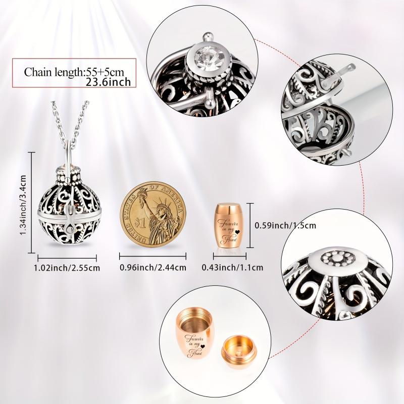 Memorial Flower Necklace with Small Urn Vintage Hollow with Filler Kit