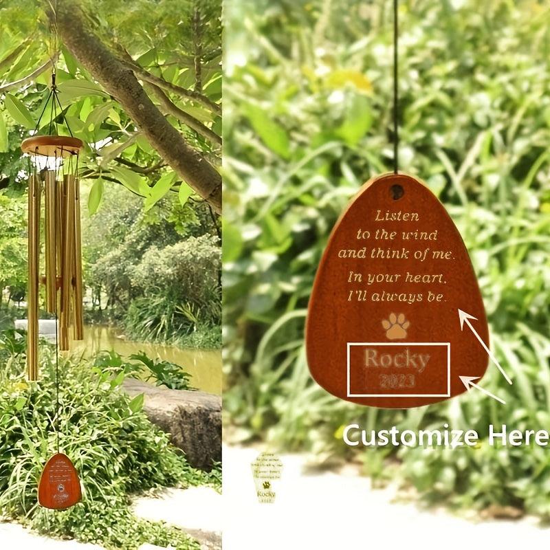 Custom Pet Name Engraved Memorial Wind Chime - Loss Of Pet Sympathy Gift