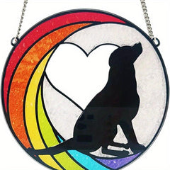 Colorful Heart Dog Round Acrylic Pendant Necklace