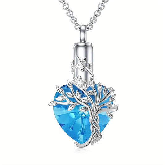 Heart Crystal Cremation Urn Necklace for Ashes