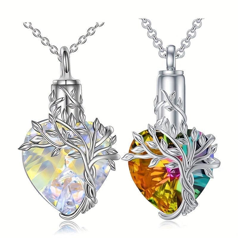 Heart Crystal Cremation Urn Necklace for Ashes