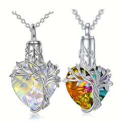 Heart Crystal Cremation Urn Necklace for Ashes