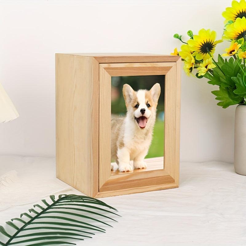 Dog Ashes Urn Box Wood Keepsake Urn Photo Box