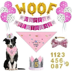 Pet Birthday Party Kit for Dogs: Hat, Bib, Bandana, Banner, Balloon