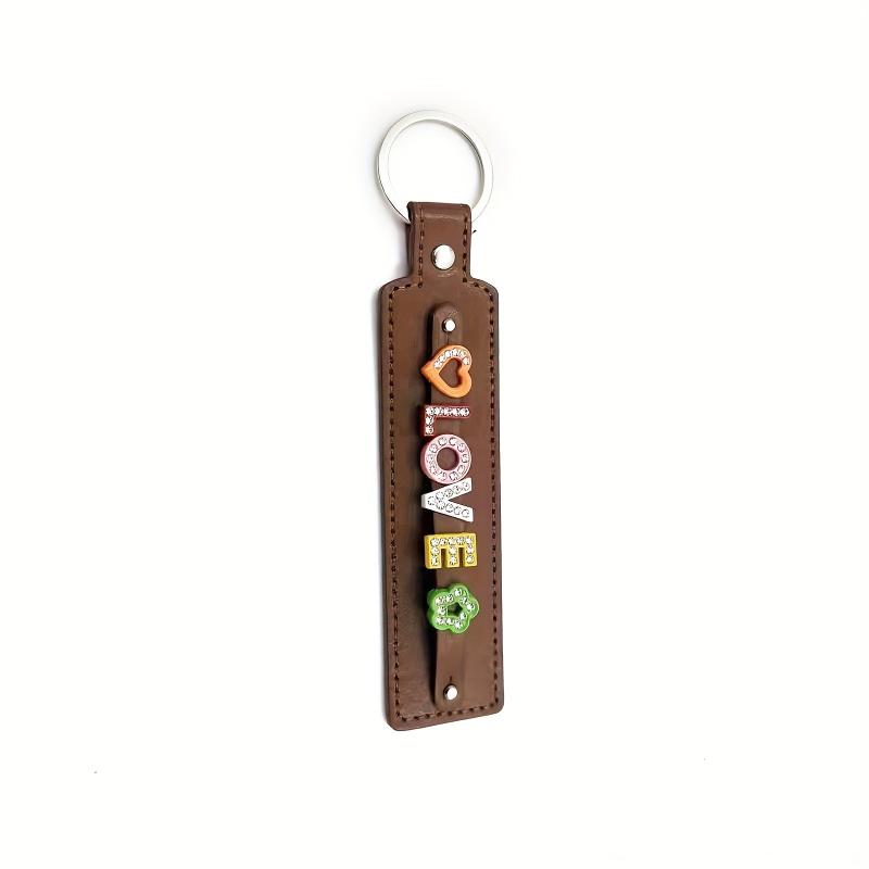 Brown Pet Memorial Keychain Customizable Colorful Letter Rhinestone 8 Letters
