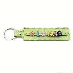 Personalized Green Pet Memorial Keychain with Rhinestone Letters