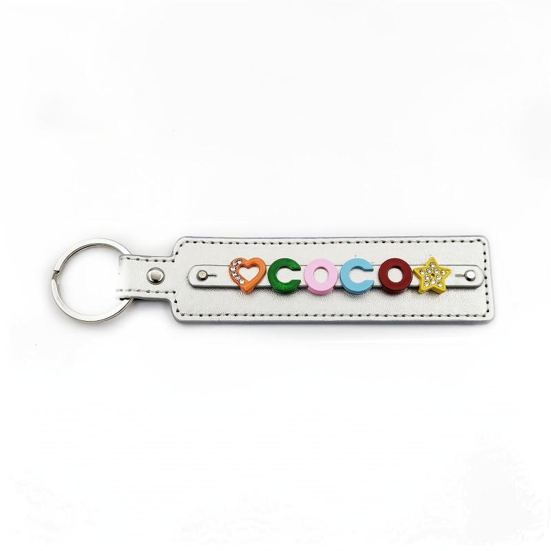 Personalized Silver Pet Memorial Keychain with Colorful Letters