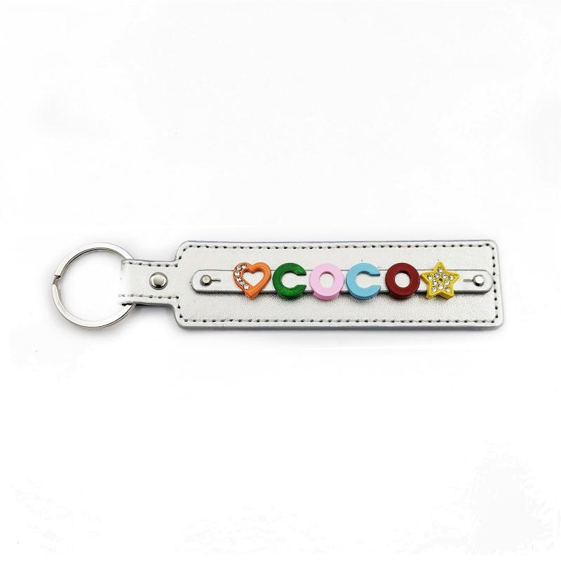 Personalized Silver Pet Memorial Keychain with Colorful Letters