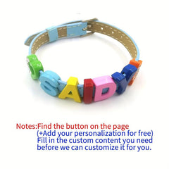 Custom Pet Memorial Bracelet with Colorful Letters