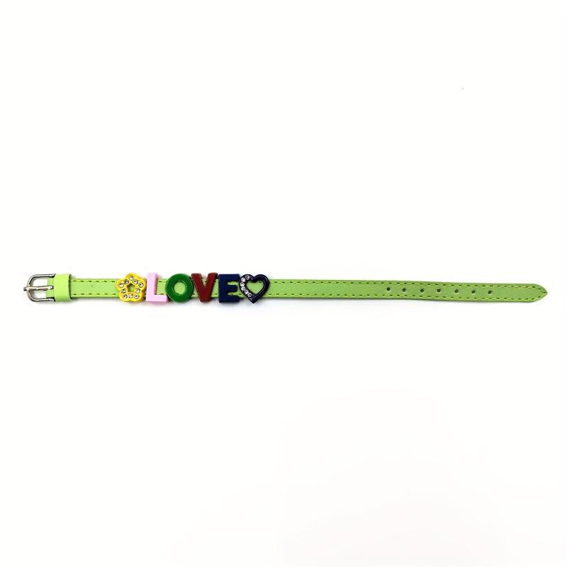 Personalized Light Green Pet Memorial Bracelet with Colorful Letters