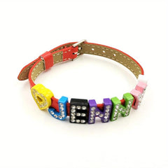 Pet Memorial Bracelet with Colorful Rhinestone Letters