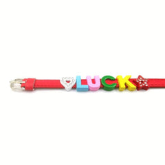 Custom Red Pet Memorial Bracelet with Colorful Letters