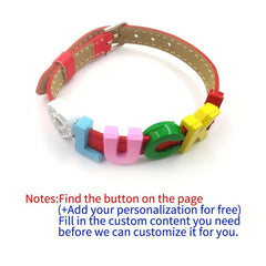 Custom Red Pet Memorial Bracelet with Colorful Letters
