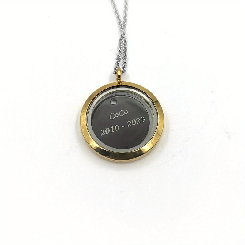 Customized Pet Memorial Pendant Engrave Name Plate Screw Cap Pet Hair