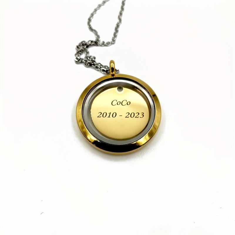 Personalized Gold Screw Cap Pet Memorial Pendant Engraved Name Years