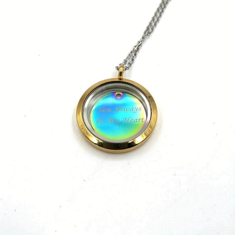 Custom Golden Screw Cap Pet Memorial Pendant Engrave Name Years Colorful Plate