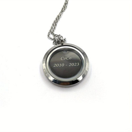 Silver Screw Cap Pet Memorial Pendant Engraved Name Years Plate