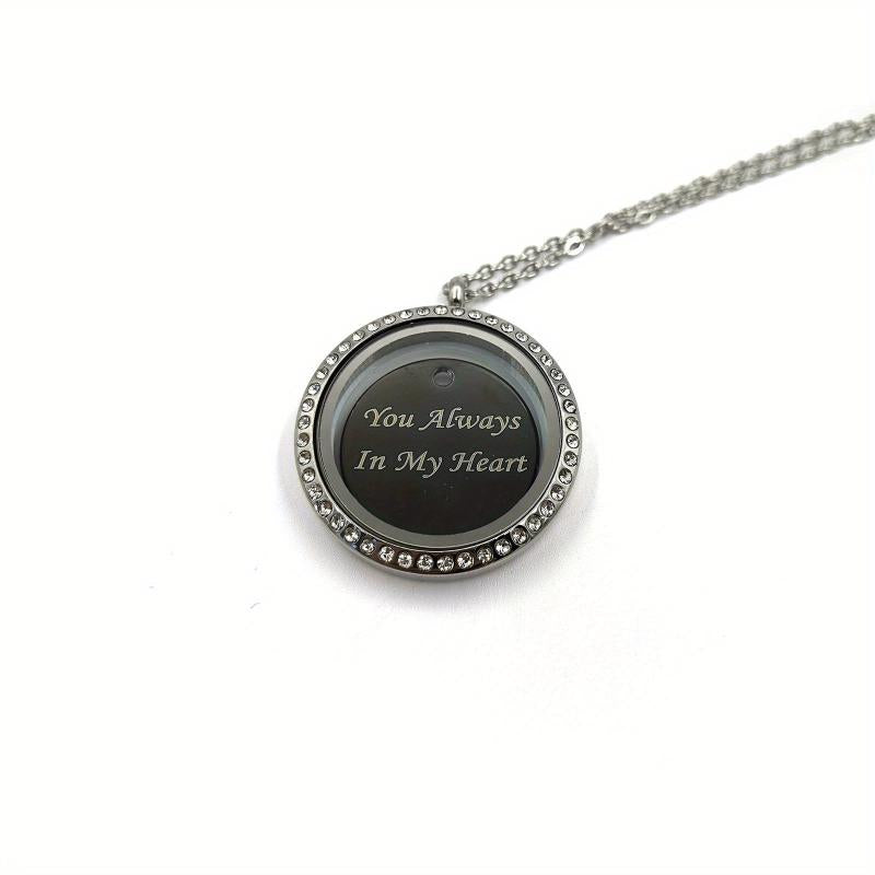 Custom Silver Rhinestone Pet Memorial Pendant with Engraved Name Plate