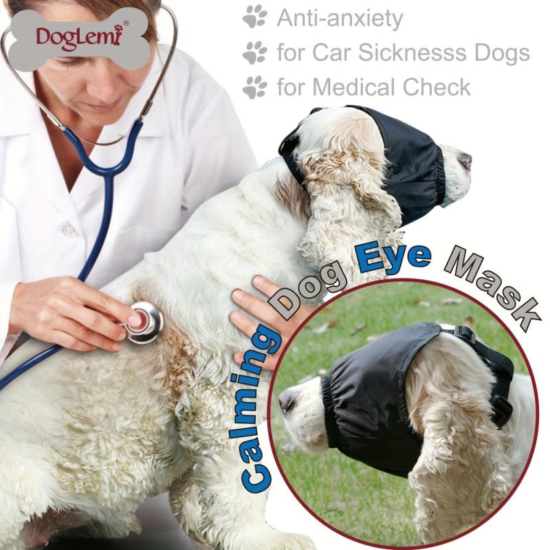 Dog Calming Cap & Eye Mask: Reduce Anxiety, Car Sickness, Grooming Stress