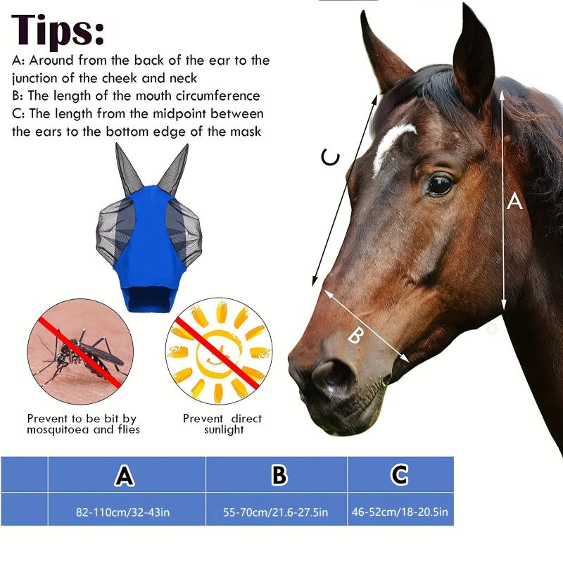 UV Protection Horse Fly Mask with Ear Coverage
