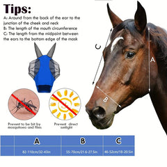 UV Protection Horse Fly Mask with Ear Coverage