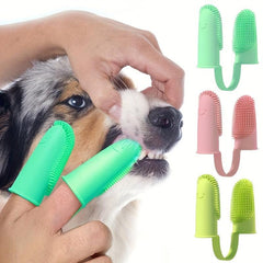 1pc Pet Two Finger Toothbrush for Cat and Dog Oral Cleaning