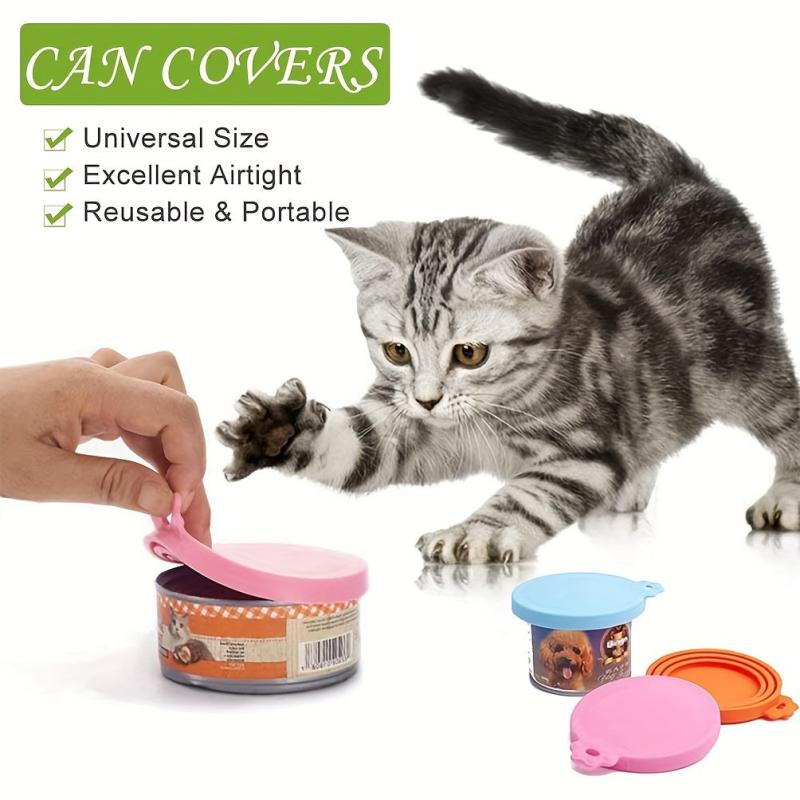 Universal Silicone Pet Food Can Lid 7.62 cm with Spoon