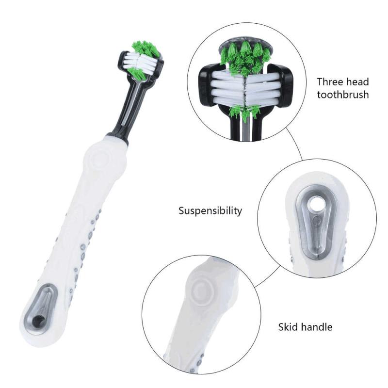 Pet Dog 3-Sided Toothbrush Bad Breath Tartar Teeth Care Dog Cat Cleaning