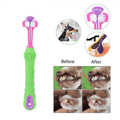 Pet Dog 3-Sided Toothbrush Bad Breath Tartar Teeth Care Dog Cat Cleaning